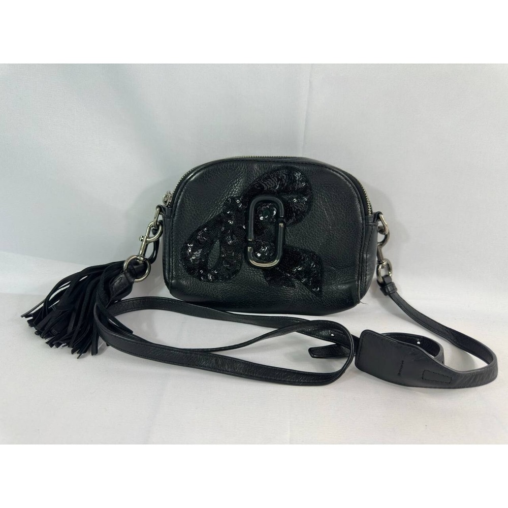 Marc Jacobs The Snapshot Leather Crossbody Bag Black
